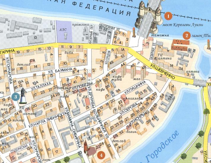 Карта советска калининградской области с улицами и номерами домов