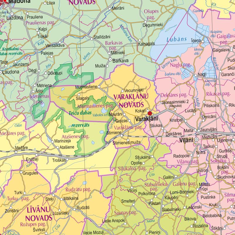 Maps - Wall maps - Latvijas administratīvā sienas karte. 2022
